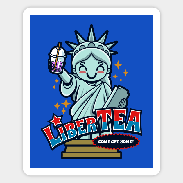 Funny Cute Kawaii Liberty Statue America Pun Meme Gift For Boba Tea Lovers Magnet by Originals By Boggs